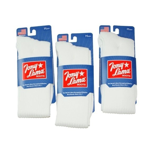 [6 PAIRS] Tony Lama White Boot Socks, MEDIUM Men's Size 6-8.5 - Picture 2 of 4